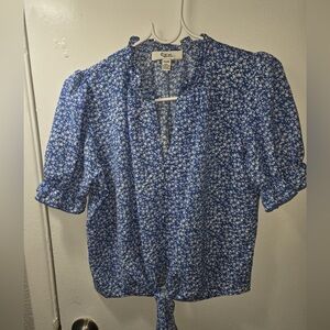 b new york Women's Blue Floral Blouse